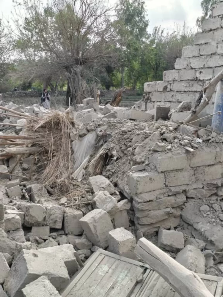 The aftermath of destruction in Kunar, with homes reduced to rubble following a devastating disaster