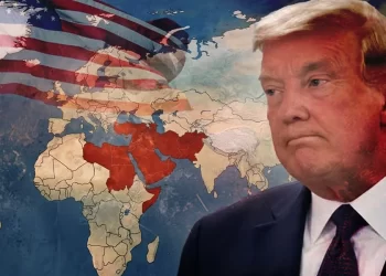 A composite image shows US President Donald Trump against a map of the Middle East draped in the American flag, symbolizing Washington's strained influence in the region. (Photo credit: Social Media)