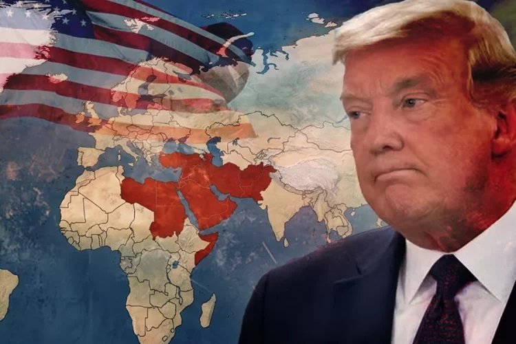 A composite image shows US President Donald Trump against a map of the Middle East draped in the American flag, symbolizing Washington's strained influence in the region. (Photo credit: Social Media)