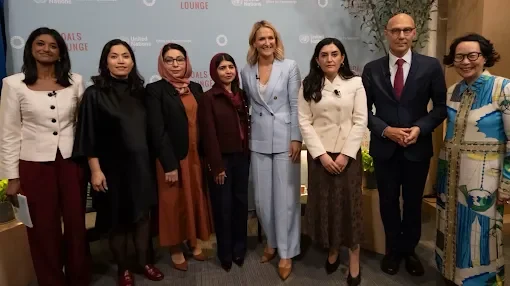 Representatives from Afghanistan and international organizations pose for a group photo at a formal event focused on women’s rights and empowerment (Photo: @IrishMissionUN)