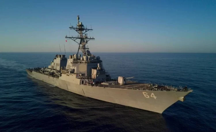 A US Navy warship sails at sea. (Photo: AP)