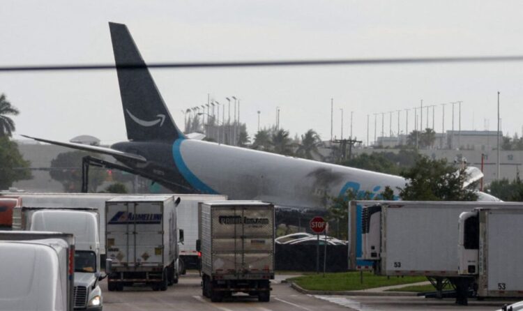 A Boeing 767 cargo plane operated by Amazon Prime Air veered off the runway after landing at Miami International Airport. (Photo: Reuters)
