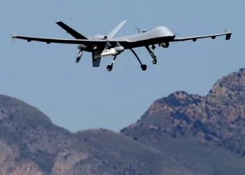 An unidentified drone fly over the Khost province (Photo: AP Photo/Matt York)
