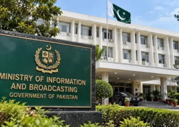 The Ministry of Information and Broadcasting of Pakistan building in Islamabad, displaying the national flag and the ministry’s official sign (Photo: Reuters)