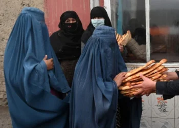 Women receive donated bread as humanitarian aid efforts support vulnerable families in Afghanistan (Photo: Wakil KOHSAR / AFP)