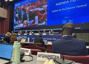 Representatives of Afghanistan attend the 39th session of the International Organization for Migration’s Standing Committee on Programmes and Finance in Geneva, Switzerland (Photo: @AfghanistanInCH)