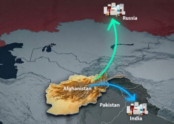A map shows Afghanistan’s medicine supply routes shifting from Pakistan toward India and Russia. (Photo credit: Magnific)