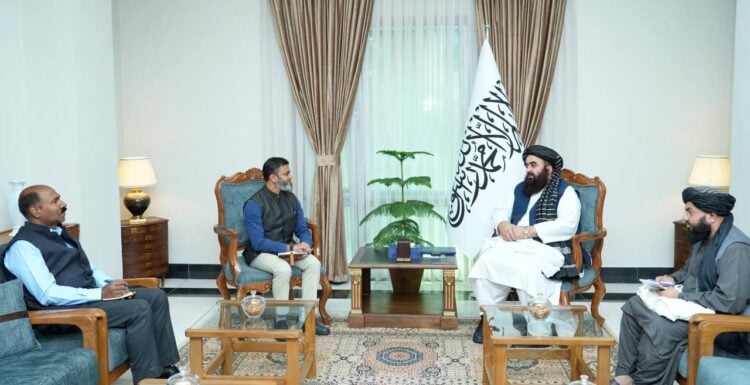 Representatives of Taliban and India sitting during talks (Photo: @MoFA_Afg)