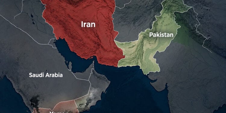 A map highlights Pakistan, Iran, Saudi Arabia and Yemen, where the Yemen war has tested Islamabad's balance between Riyadh and Tehran. (Photo credit: Magnific)