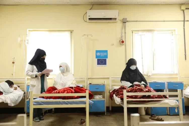 A female ward at the Infectious Diseases Hospital in Kunduz, where patients receive free medical care with support from the World Health Organization. (Photo credit: WHO)
