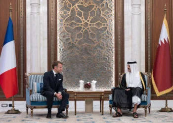 Emmanuel Macron - French President with Sheikh Tamim bin Hamad Al Thani - Qatari Emir during the meeting (Photo: diwan.gov.qa)