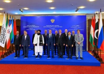 Representatives from countries posing for a group picture in the ‘Moscow Format’ meeting (Photo: @PakinRussia)