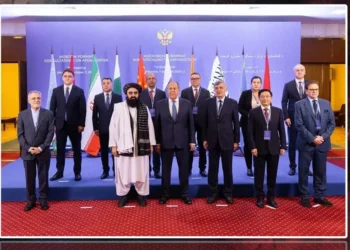 Delegates from participating countries pose for a group photo at the Moscow Format consultations on Afghanistan in Moscow. (Photo credit: Social Media)