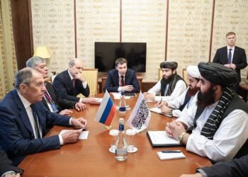 Taliban Foreign Minister Amir Khan Muttaqi meets with Russian Foreign Minister Sergey Lavrov to discuss bilateral ties and economic cooperation. (Photo credit: @MoFA_Afg)