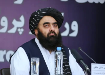 Amir Khan Muttaqi, the Taliban Foreign Minister, speaks at a conference before attending the eighth Moscow Format meeting on Afghanistan. (Photo credit: HafizZiaAhmad1)
