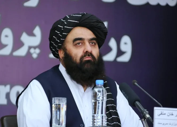 Amir Khan Muttaqi, the Taliban Foreign Minister, speaks at a conference before attending the eighth Moscow Format meeting on Afghanistan. (Photo credit: HafizZiaAhmad1)