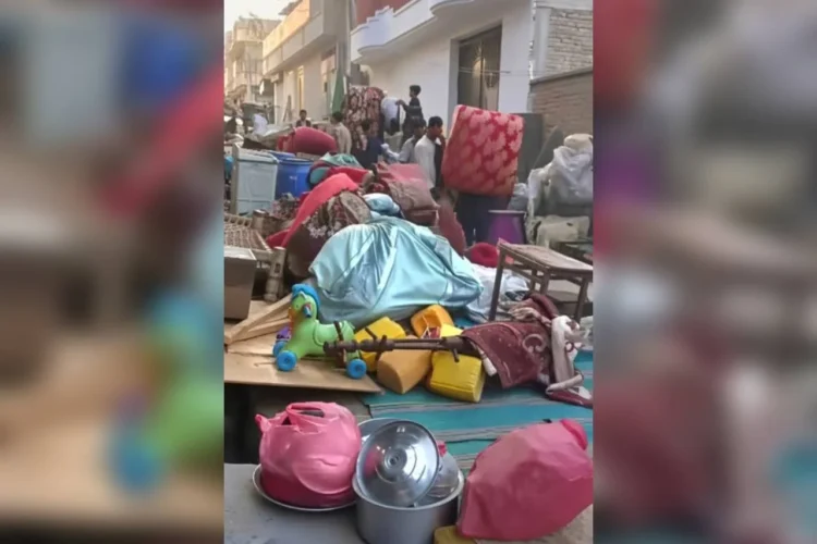 Residents’ belongings lie piled up and scattered outdoors after the forced eviction of families from their homes in Jalalabad, Nangarhar (Photo: Exclusive)