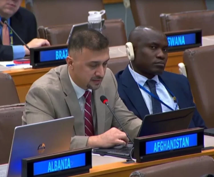 Naseer Ahmad Faiq, Acting Permanent Representative of Afghanistan to the United Nations, speaks during a UN session about Taliban restrictions on cultural identity and diversity. (Photo credit: @faiq_naseer)