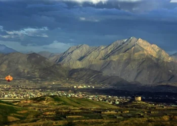 Aerial view of Omid-e Sabz Township in western Kabul, where residents face pressure from the Taliban and possible evacuation. (Photo credit: Zawia Media)