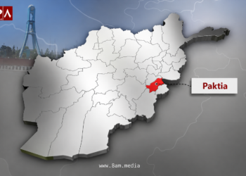 Paktia province highlighted red in Afghanistan map