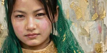 An illustrated portrait of a young girl in a green headscarf and gold necklace accompanies the report on the Shukria Tabassum case in Zabul province. (Photo credit: Social Media)