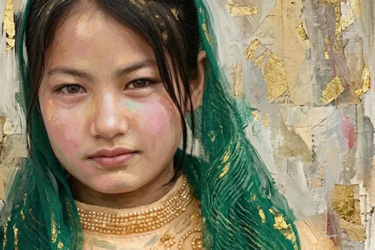 An illustrated portrait of a young girl in a green headscarf and gold necklace accompanies the report on the Shukria Tabassum case in Zabul province. (Photo credit: Social Media)