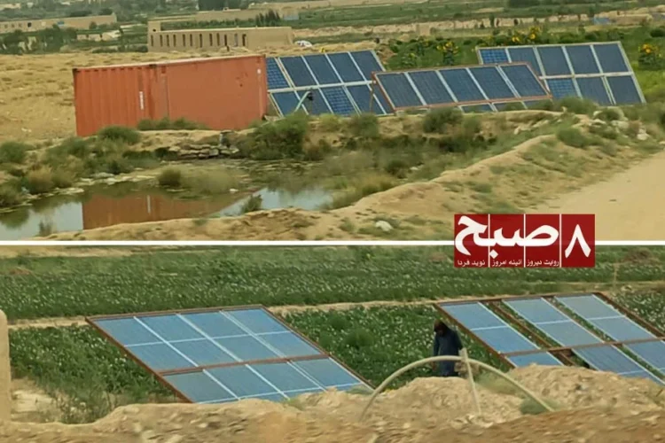 Solar panels power irrigation pumps on farmland in Maidan Wardak as experts warn of excessive groundwater extraction. (Photo credit: 8am.media)