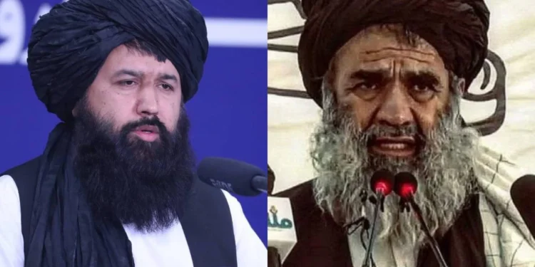 Habibullah Agha and Neda Mohammad Nadeem, Taliban ministers, are shown together in an edited image following arrest warrants issued by the Hague court. (Photo credit: Social media)