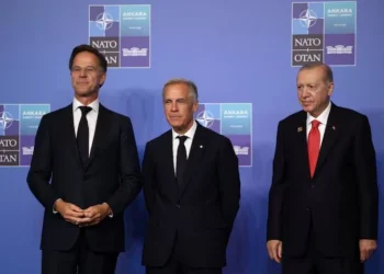 NATO Secretary General Mark Rutte, Canadian Prime Minister Mark Carney, and Turkish President Recep Tayyip Erdogan pose for a photo at a NATO summit in Ankara (Photo: Reuters)