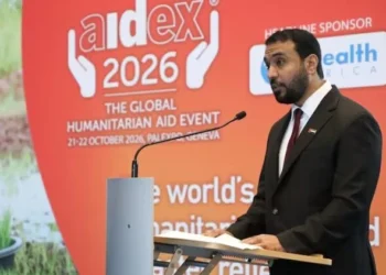 UAE representative briefs about the aid in the AidEx 2026, a humanitarian aid and disaster relief conference held in Geneva (Photo: wam.ae)