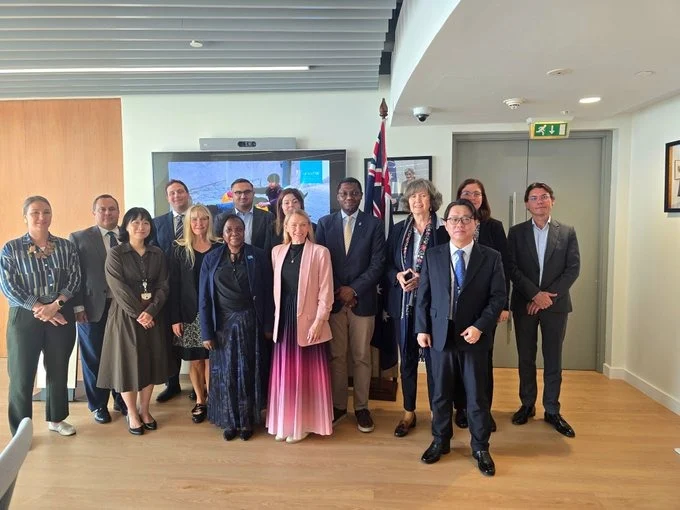 UNICEF Representative Tajuddin Oyewale poses for a group photograph alongside international officials and representatives during an official meeting (Photo: @TajudeenOyewale)