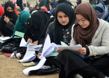 A group of girls sitting in rows, taking exam (Photo: EPA)