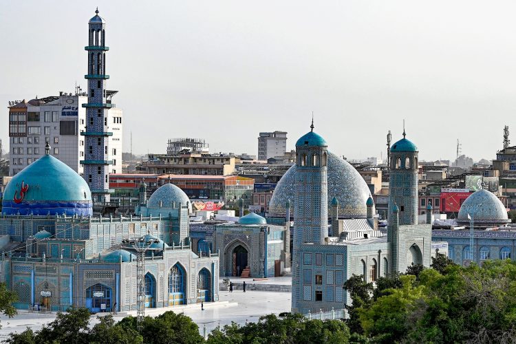 A general view shows the Hazrat-e-Ali shrine or the blue mosque in Mazar-i-Sharif on June 21, 2025. (Photo by Wakil KOHSAR / AFP)