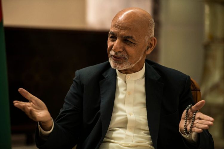 Afghan President Ashraf Ghani is interviewed by German journalist Susanne Koelbl from Der Spiegel Magazine in The Arg - the Presidential Palace in the Afghan capital, Kabul.