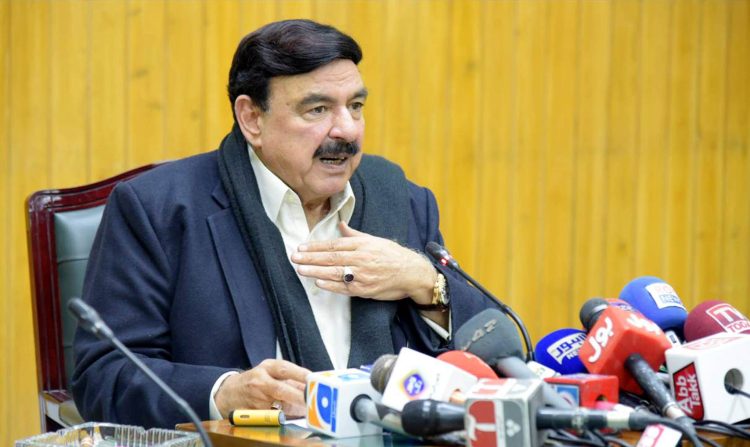 FEDERAL MINISTER FOR RAILWAYS, SHEIKH RASHID AHMAD ADDRESSING A PRESS CONFERENCE AT RAILWAYS HEADQUARTER, LAHORE ON MARCH 07, 2020.