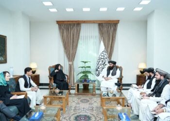 امیرخان متقي د ملګرو ملتونو د سرمنشي له سیاسي مرستیالې سره وکتل